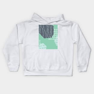 Abstract aquamarine grids and cut paper things Kids Hoodie